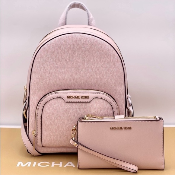 Michael Kors Handbags - MICHAEL KORS JAYCEE MEDIUM BACKPACK And Wallet Set Pink